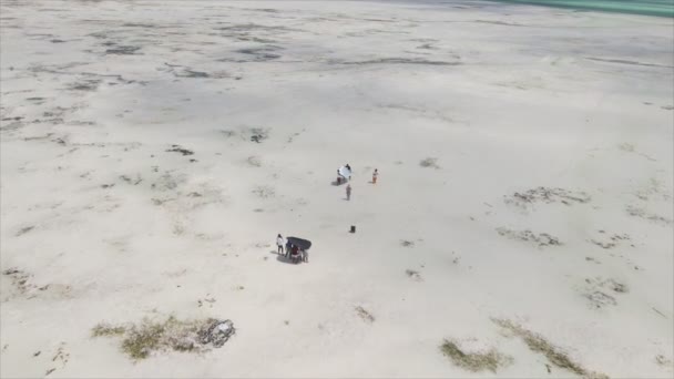 Felvétel Egy Videoklipet Rögzít Apálykor Óceán Partjainál Tanzániában Felbontásban — Stock videók