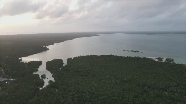 Este Vídeo Mostra Uma Vista Aérea Costa Ilha Zanzibar Tanzânia — Vídeo de Stock