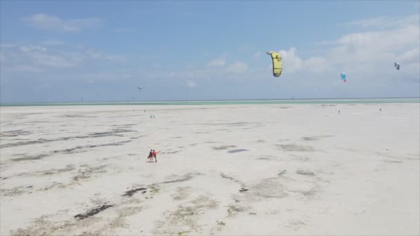 Stock Video Shows Kitesurf Coast Zanzibar Tanzania Resolution — Vídeos de Stock