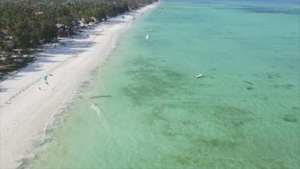 Stock Video Shows Kitesurf Coast Zanzibar Tanzania Resolution — Stockvideo