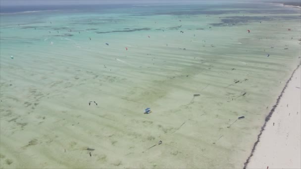 Stock Video Shows Kitesurf Coast Zanzibar Tanzania Resolution — Αρχείο Βίντεο