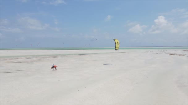 Stock Video Shows Kitesurf Coast Zanzibar Tanzania Resolution — Stockvideo