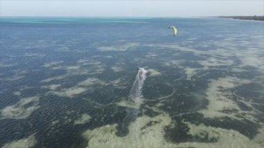 Bu stok videosu 8K çözünürlükte Tanzanya 'nın Zanzibar kıyısında uçurtmayı gösteriyor.