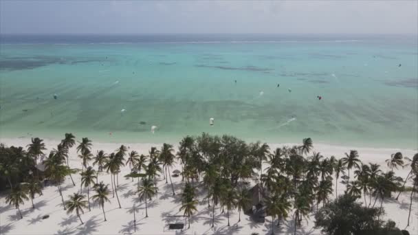 Stock Video Shows Kitesurf Coast Zanzibar Tanzania Resolution — Video Stock