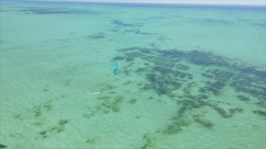 Bu stok videosu 8K çözünürlükte Tanzanya 'nın Zanzibar kıyısında uçurtmayı gösteriyor.