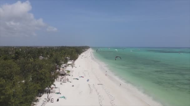 Stock Video Shows Kitesurf Coast Zanzibar Tanzania Resolution — 图库视频影像