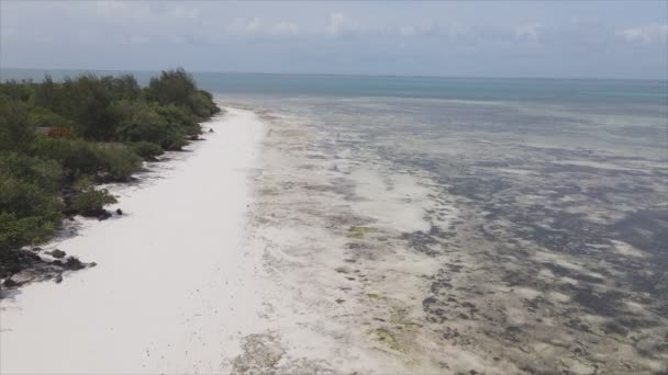 Este Video Muestra Vista Aérea Marea Baja Océano Frente Costa — Vídeos de Stock