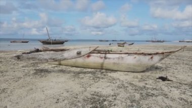 Bu stok videosu 8K çözünürlükte Tanzanya, Zanzibar açıklarındaki okyanusta alçak gelgitin havadan görüntüsünü gösteriyor.