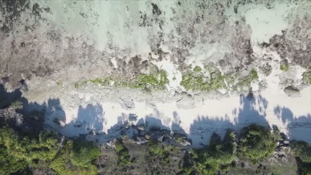 Este Vídeo Mostra Visão Aérea Maré Baixa Oceano Largo Costa — Vídeo de Stock