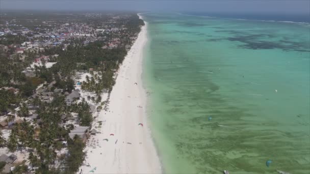 Stock Video Shows Aerial View Ocean Coast Zanzibar Tanzania Resolution — стоковое видео