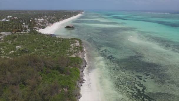 Stock Video Shows Aerial View Ocean Coast Zanzibar Tanzania Resolution — Wideo stockowe
