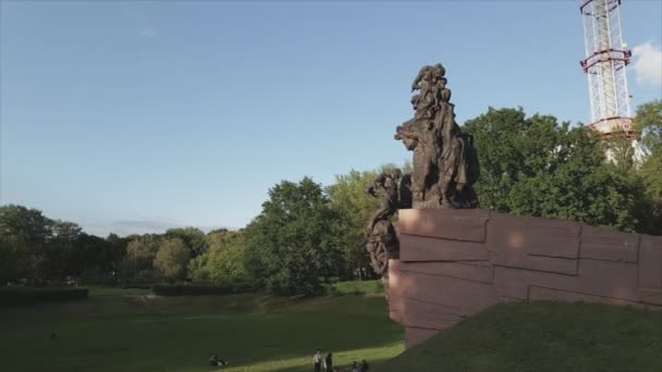 Stock Footage Shows Aerial View Babi Yar Memorial Mass Murder — Video Stock