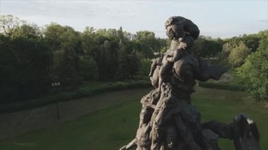 This stock footage shows aerial view of Babi Yar - Memorial mass murder of Jews in Kyiv, Ukraine in 8K resolution