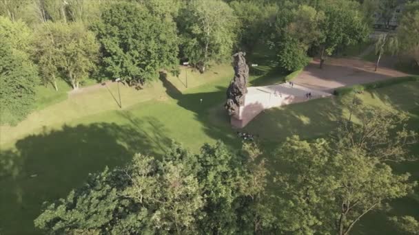 Stock Footage Shows Aerial View Babi Yar Memorial Mass Murder — стоковое видео