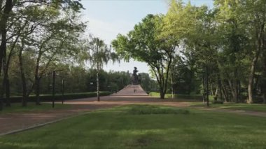 This stock footage shows aerial view of Babi Yar - Memorial mass murder of Jews in Kyiv, Ukraine in 8K resolution