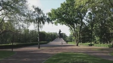 This stock footage shows aerial view of Babi Yar - Memorial mass murder of Jews in Kyiv, Ukraine in 8K resolution
