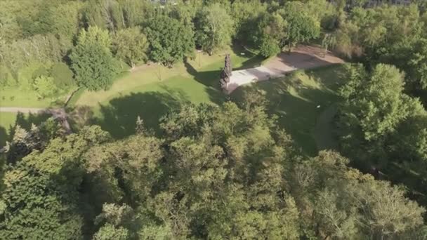 Stock Footage Shows Aerial View Babi Yar Memorial Mass Murder — стоковое видео