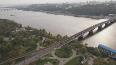 This stock video shows aerial view of the Dnipro river in Ukraine in 8K resolution