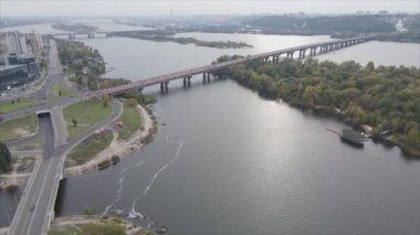 This stock video shows aerial view of the Dnipro river in Ukraine in 8K resolution