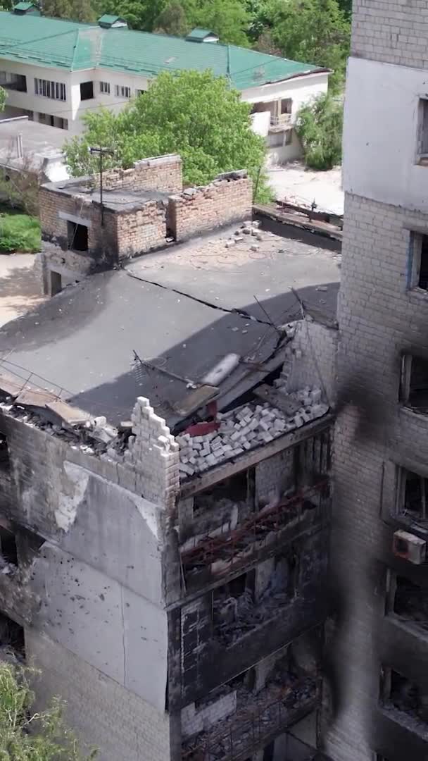 Deze Stock Verticale Video Toont Nasleep Van Oorlog Oekraïne Een — Stockvideo