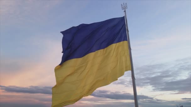 Stock Footage Shows Aerial View National Flag Ukraine Kyiv Resolution — Stock Video