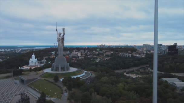 Stock Footage Shows Aerial View National Flag Ukraine Kyiv Resolution — ストック動画