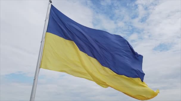 Stock Footage Shows Aerial View National Flag Ukraine Kyiv Resolution — стоковое видео