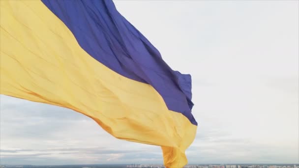 Stock Footage Shows Aerial View National Flag Ukraine Kyiv Resolution — Stok video
