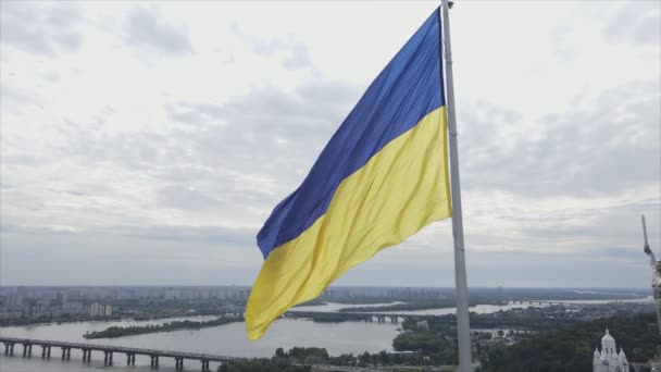 Deze Beelden Tonen Luchtfoto Van Nationale Vlag Van Oekraïne Kiev — Stockvideo