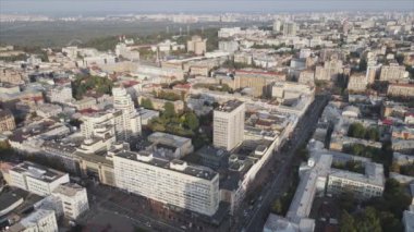 This stock footage shows aerial view of Kyiv, Ukraine in 8K resolution