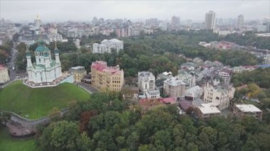 This stock footage shows aerial view of Kyiv, Ukraine in 8K resolution