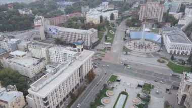 This stock footage shows aerial view of Kyiv, Ukraine in 8K resolution