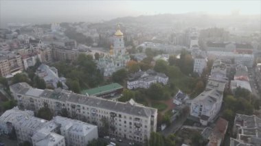 This stock footage shows aerial view of Kyiv, Ukraine in 8K resolution