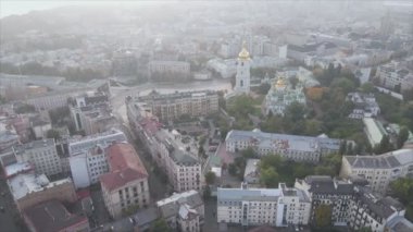 This stock footage shows aerial view of Kyiv, Ukraine in 8K resolution