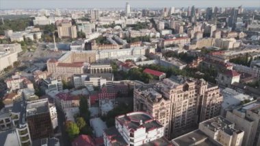 This stock footage shows aerial view of Kyiv, Ukraine in 8K resolution