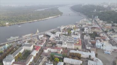 This stock footage shows aerial view of Kyiv, Ukraine in 8K resolution