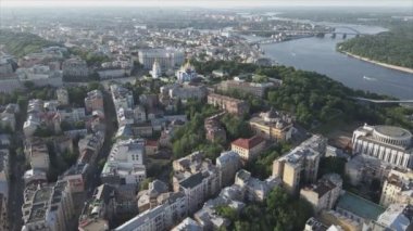 This stock footage shows aerial view of Kyiv, Ukraine in 8K resolution