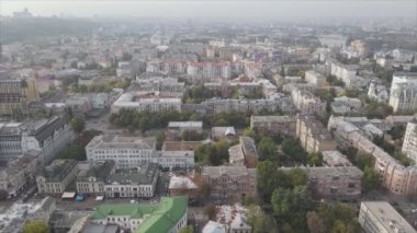 This stock footage shows aerial view of Kyiv, Ukraine in 8K resolution