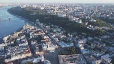 This stock footage shows aerial view of Kyiv, Ukraine in 8K resolution