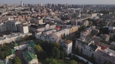 This stock footage shows aerial view of Kyiv, Ukraine in 8K resolution