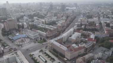 This stock footage shows aerial view of Kyiv, Ukraine in 8K resolution