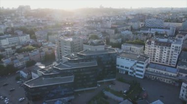 This stock footage shows aerial view of Kyiv, Ukraine in 8K resolution