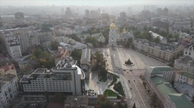 This stock footage shows aerial view of Kyiv, Ukraine in 8K resolution