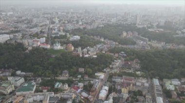 This stock footage shows aerial view of Kyiv, Ukraine in 8K resolution