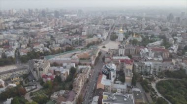 This stock footage shows aerial view of Kyiv, Ukraine in 8K resolution