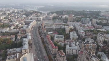 This stock footage shows aerial view of Kyiv, Ukraine in 8K resolution