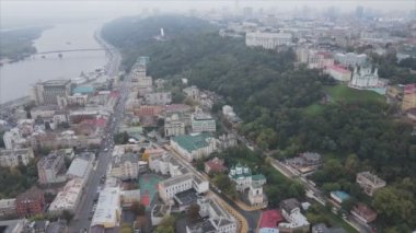 This stock footage shows aerial view of Kyiv, Ukraine in 8K resolution