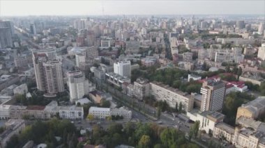 This stock footage shows aerial view of Kyiv, Ukraine in 8K resolution