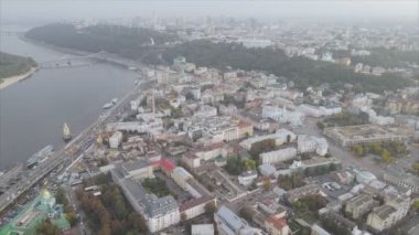 This stock footage shows aerial view of Kyiv, Ukraine in 8K resolution