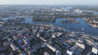 This stock footage shows aerial view of Kyiv, Ukraine in 8K resolution